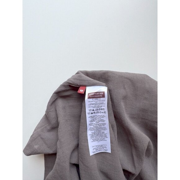 COMPTOIR DES COTONNIERS Farah Taupe Wool Knit Cotton Gauze Empire Dress, Size M - Picture 12 of 14
